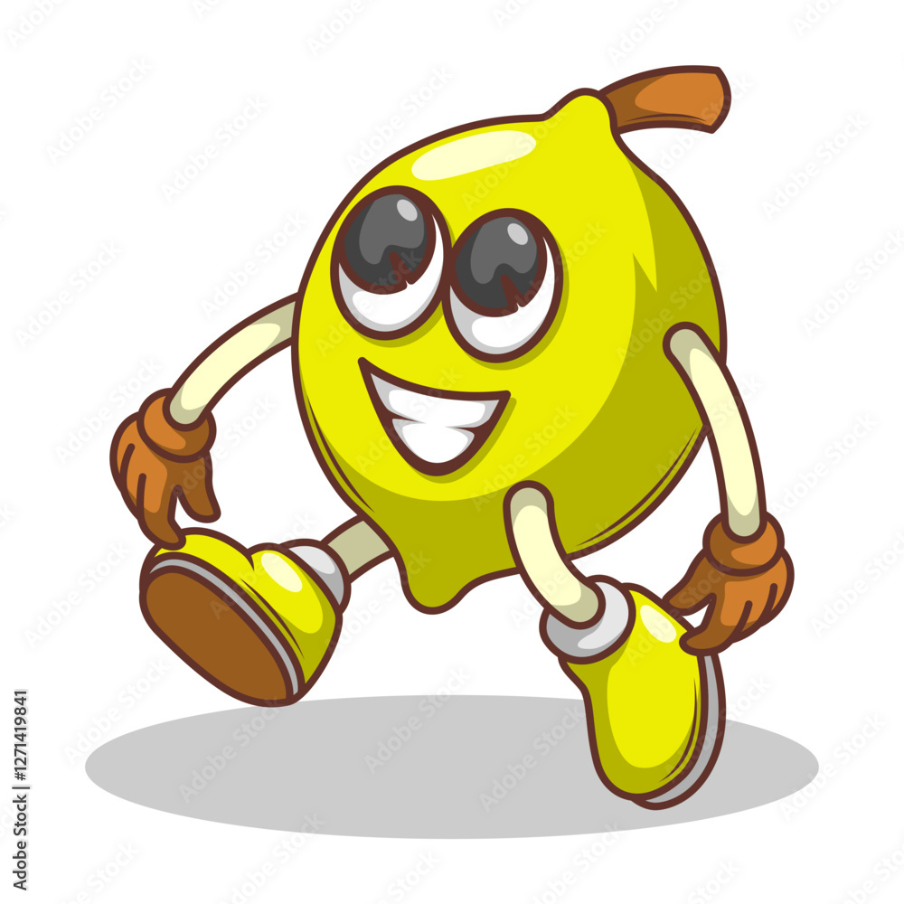 Obraz premium Funny doodle fruit cartoon with cute expression