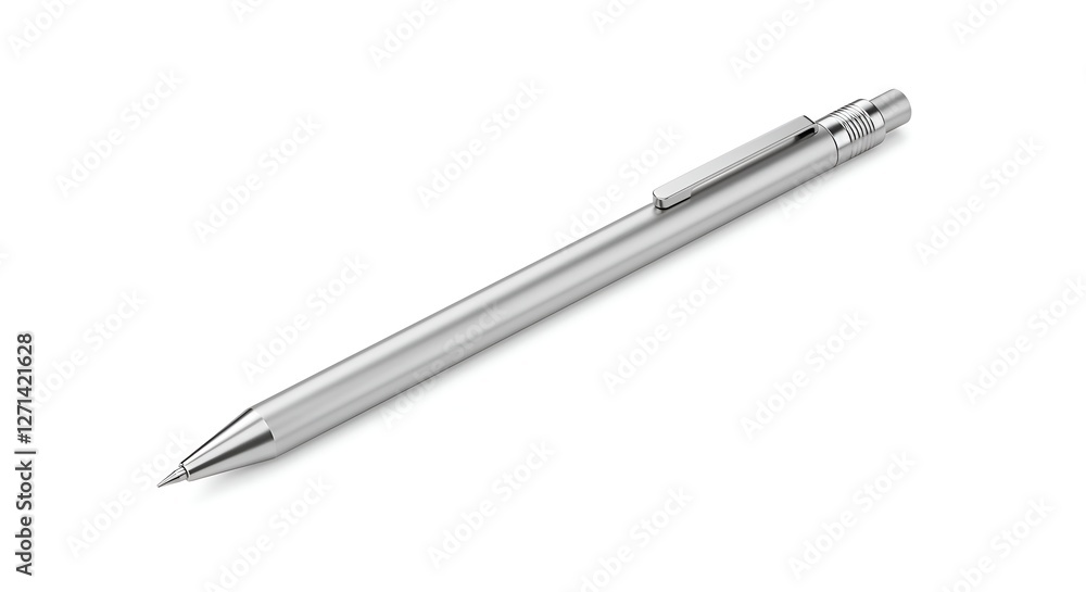 Modern metallic pen resting on a white background. Modern metallic pen resting on a white background.
