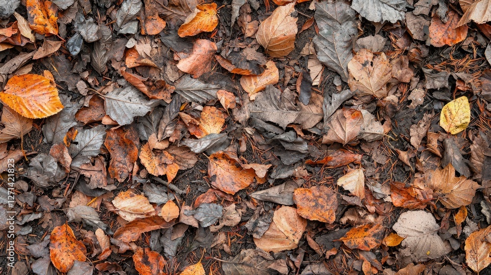 the forest floor covered with fallen leaves and twigs. the forest floor covered with fallen leaves and twigs.