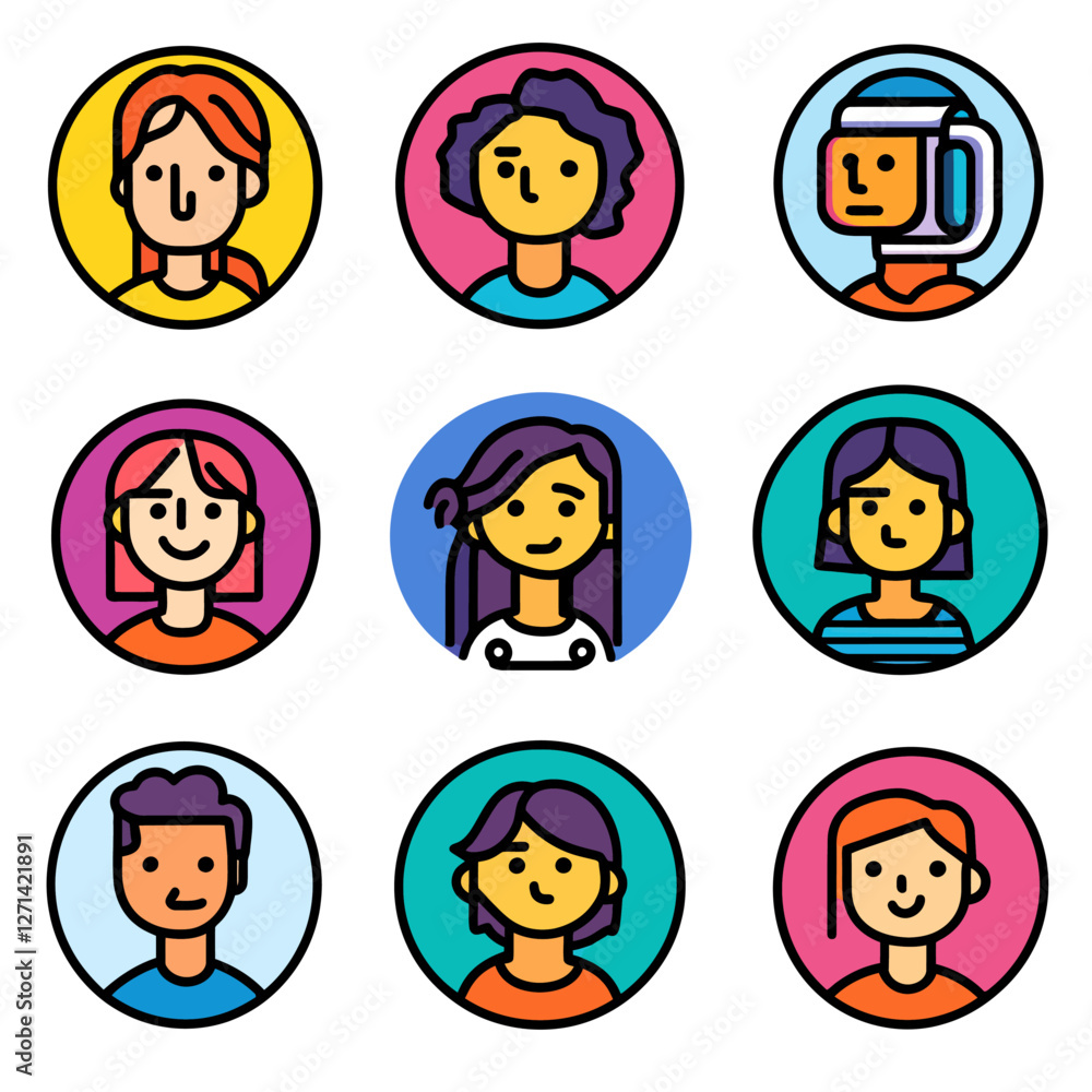 Diverse People Avatar Collection in Flat Design Style, User Profile Icons Diverse People Avatar Collection in Flat Design Style, User Profile Icons