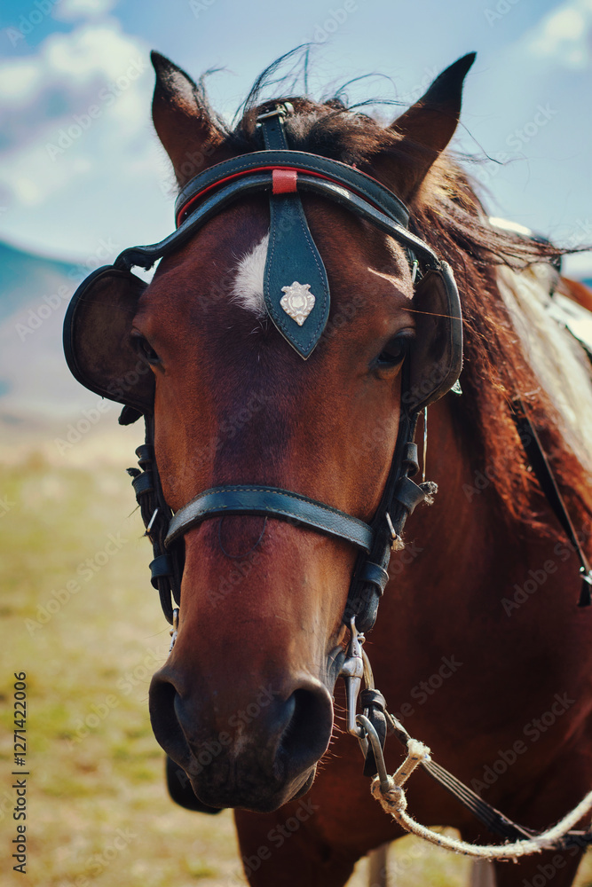 Closeup portrait of a horse looking at the camera Closeup portrait of a horse looking at the camera