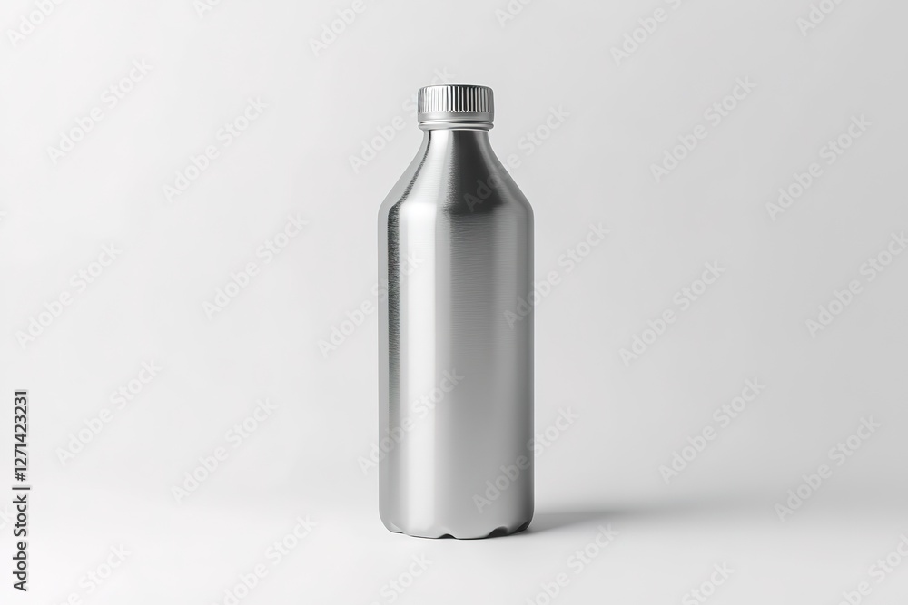 Blank Metallic Bottle Mockup on White Background Blank Metallic Bottle Mockup on White Background