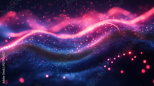 Wallpaper Mural Futuristic Pink and Purple Digital Data Wave – Perfect for AI, Cybersecurity, and Tech-Inspired Designs, data science visuals, futuristic networks, blockchain concepts, and digital transformation desi Torontodigital.ca