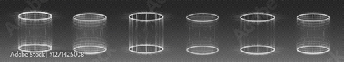 Glowing Sci-Fi Portal with Futuristic Energy Rings, Neon Light Wormhole, Holographic Teleportation Gateway on Transparent Background for Fantasy and Cyberpunk Design