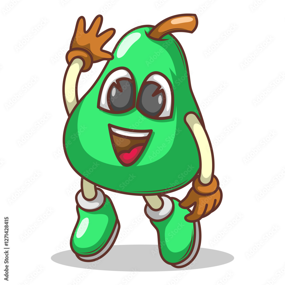 Fototapeta premium Funny doodle fruit cartoon with cute expression