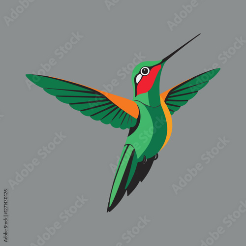 Ruby-throated hummingbird. black and white bagraound