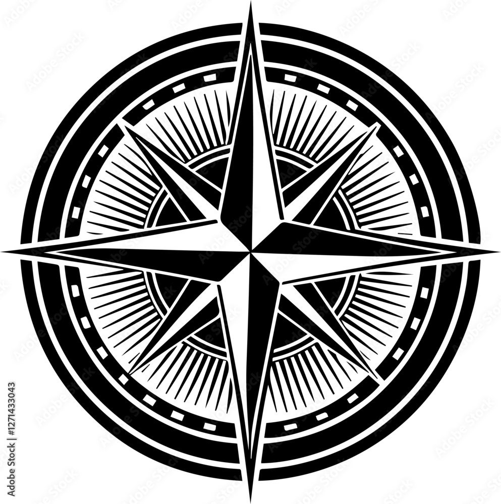Compass Icons Set, Silhouette and Line Art Vector Illustration Compass Icons Set, Silhouette and Line Art Vector Illustration