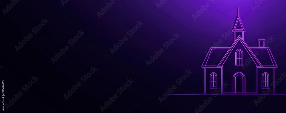 Ethereal Purple Church Silhouette with a Mystical Glow Against a Dark Background Artistic Render Ethereal Purple Church Silhouette with a Mystical Glow Against a Dark Background Artistic Render