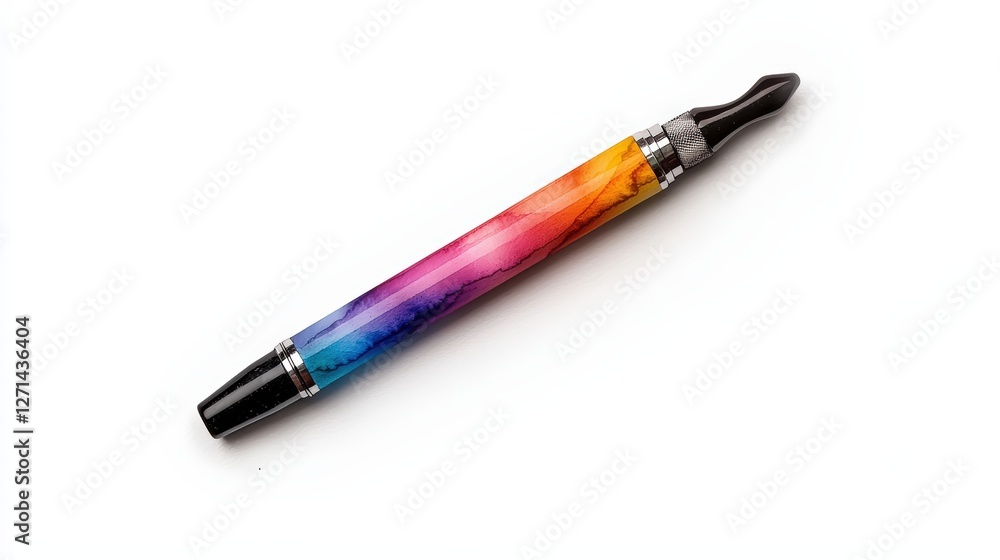 A vibrant, colorful pen with a gradient design ideal for creative projects and writing tasks. A vibrant, colorful pen with a gradient design ideal for creative projects and writing tasks.