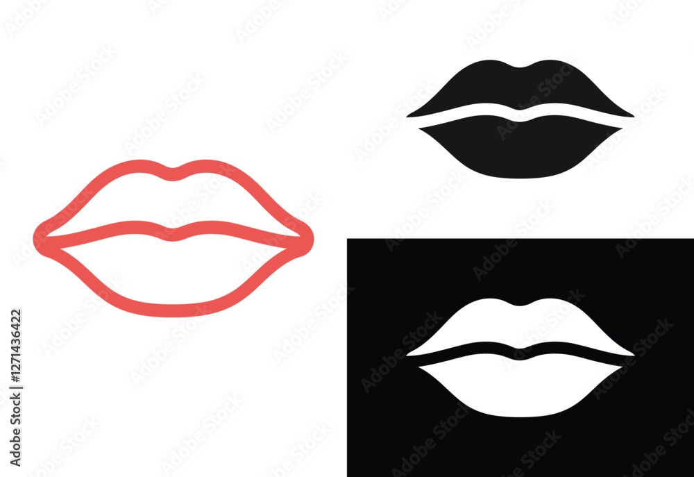 lip vector silhouette illustration on white background lip vector silhouette illustration on white background