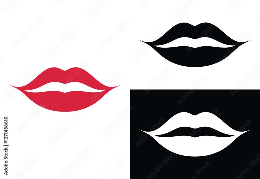 lip vector silhouette illustration on white background lip vector silhouette illustration on white background