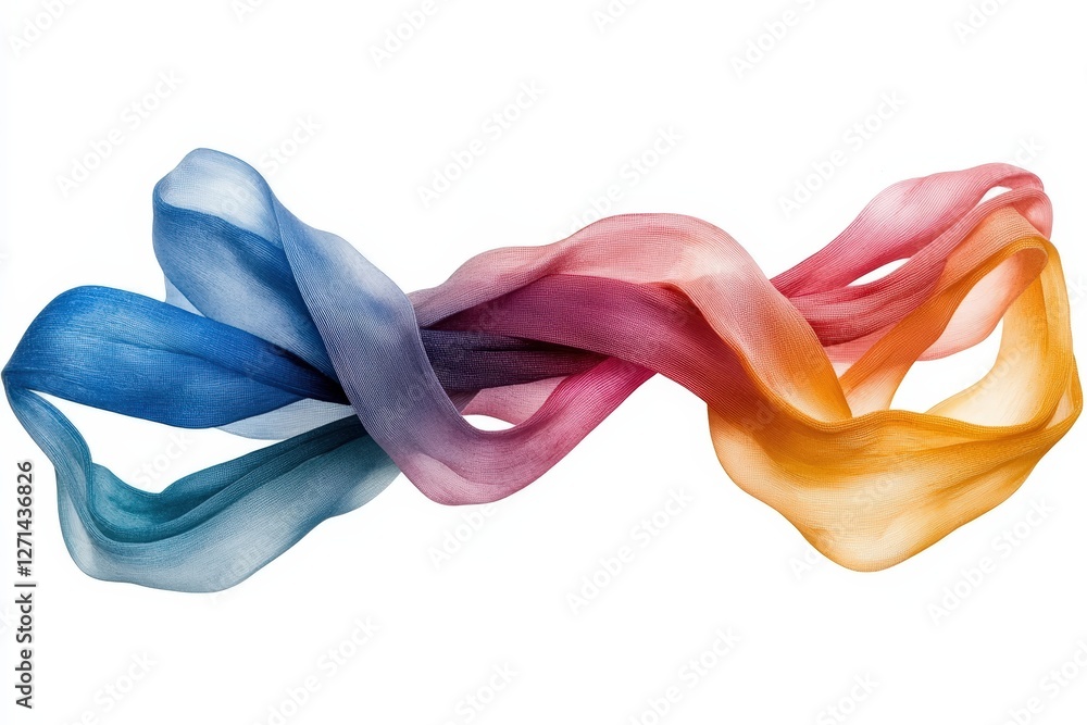 A vibrant, flowing ribbon showcasing a blend of soft colors, perfect for art, design, or fashion themes. A vibrant, flowing ribbon showcasing a blend of soft colors, perfect for art, design, or fashion themes.