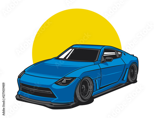 blue tone of isolated car illustration in modern design graphic