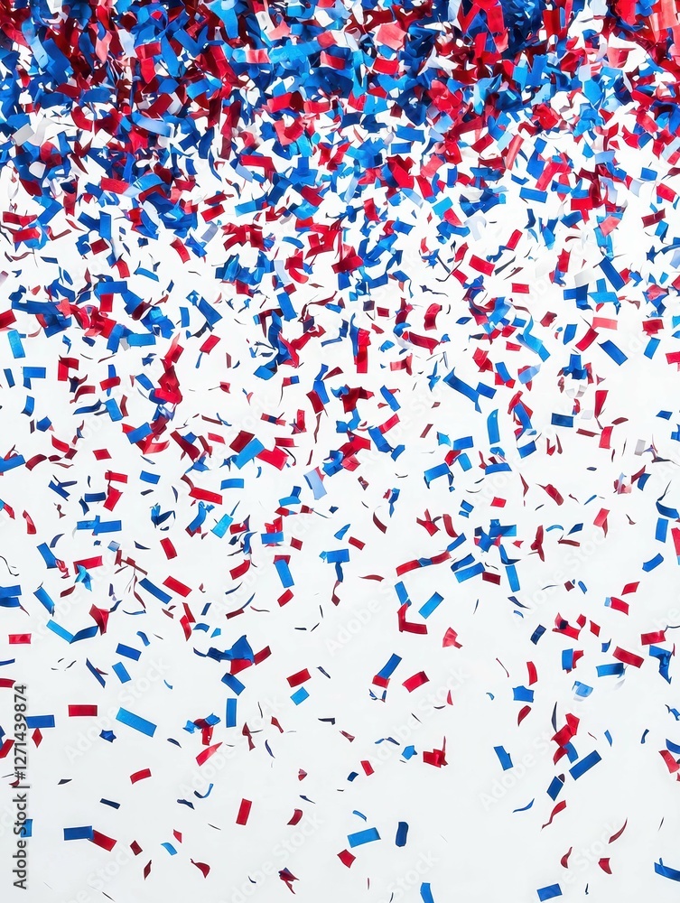 Obraz premium Festive Red White and Blue Confetti Celebration Background Image