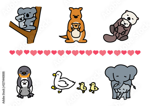 動物の親子イラストセット