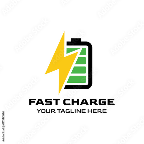 Fast charging battery, Electric charge icon, Isolated on black background, Vector illustration