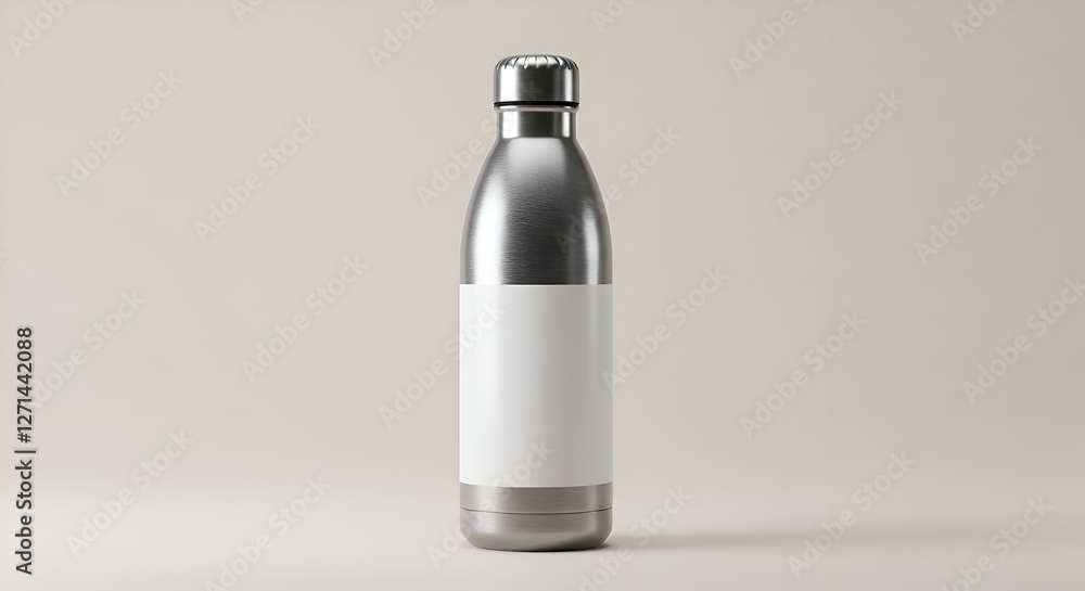 Stylish stainless steel water bottle mockup. Stylish stainless steel water bottle mockup.