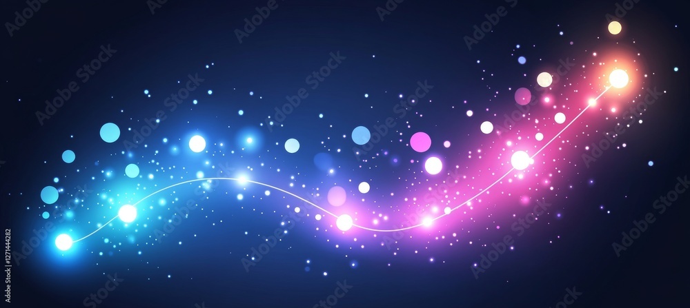 Obraz premium Abstract Glowing Wave of Light Particles A Vibrant and Colorful Design on a Dark Background