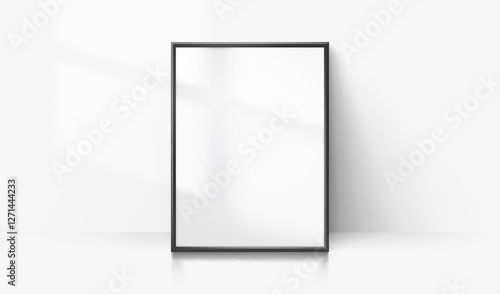 White frame mock up, realistic decoration wall, on the white background. Vector illustration 
