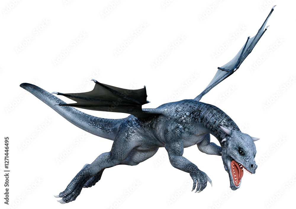 Fototapeta premium 3D Rendering Fairy Tale Dragon on White