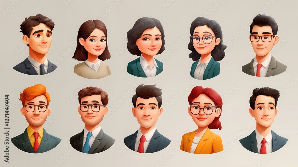 Group of icons showing people in business and professional scenarios. Group of icons showing people in business and professional scenarios.