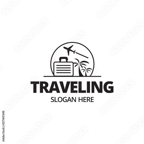Simple Suitcase Travel Logo. Travel Bag and Plane Logo For Traveling Business Company.