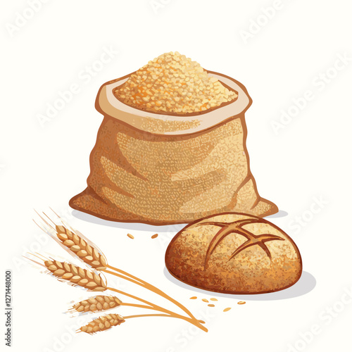 Bread And Grain 3d Concept vector  illustration