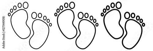 silhouette of baby feet icon over white background. vector illustration. Baby footprints icon isolated on white background. Baby feet sign. Set icons colorful. Vector Illustration. 8888