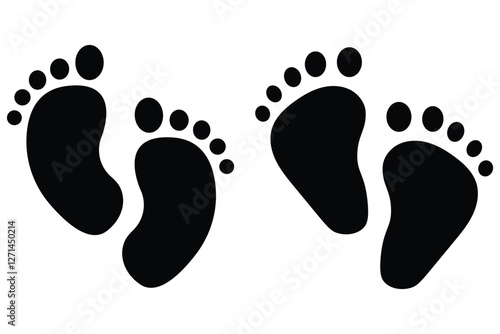 silhouette of baby feet icon over white background. vector illustration. Baby footprints icon isolated on white background. Baby feet sign. baby feet icon set. 7777