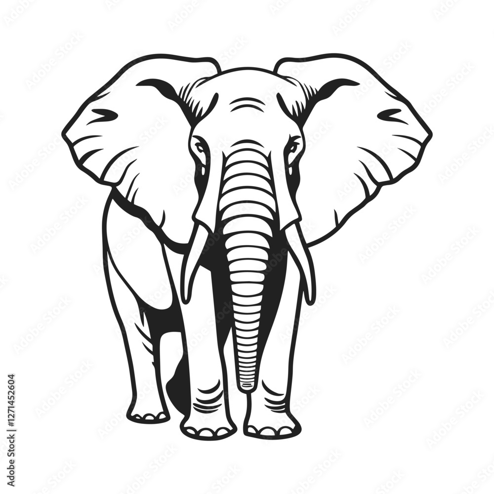 Fototapeta premium Modern Elephant Contour Vector Artwork