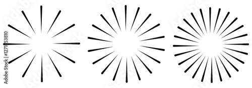 Radial circles design element. Expanding, converging circle lines from the center, epicenter.Radial, circular lines, spokes. Radiating lines, stripes. Concentric burst. flat style.