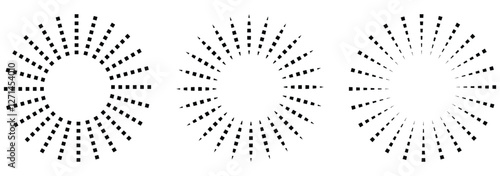 Vintage sunburst collection. Bursting golden sun rays. Fireworks. Logotype or lettering design element. Radial sunset beams. Vector illustration. sunburst icon.