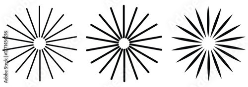 Vintage sunburst collection. Bursting golden sun rays. Fireworks. Logotype or lettering design element. Radial sunset beams. Vector illustration. sunburst icon.