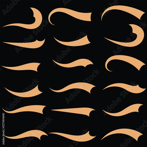big set of Swoosh vector. Hand drawn swoosh elements, and swoop underline typography tails shape in flat styles. Set of ribbons. Design concept element collection . vector illustration eps 10.