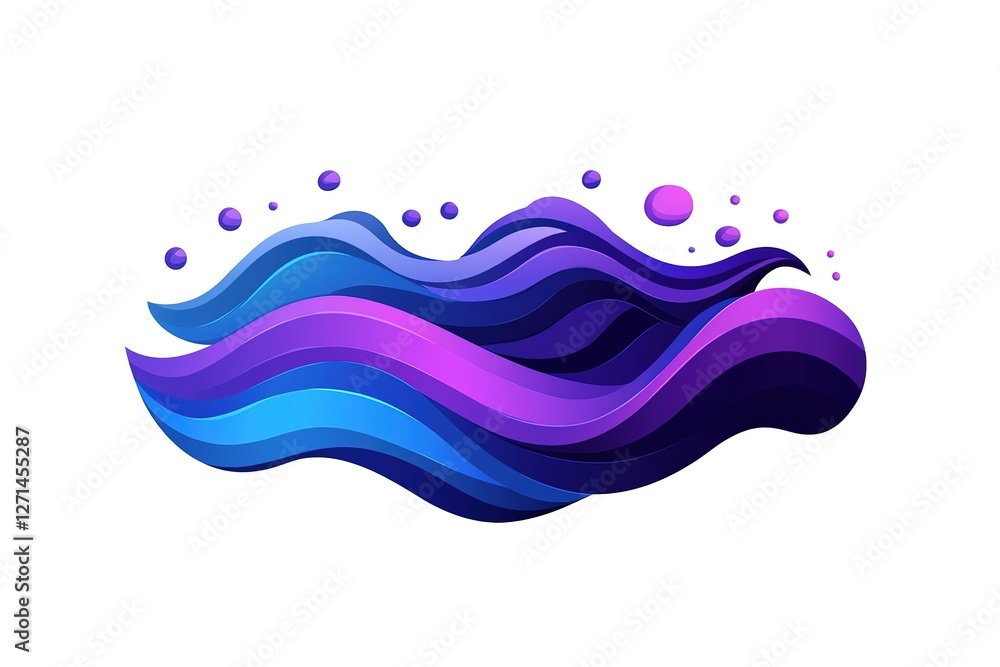 Fototapeta premium Abstract Blue Purple Wave Logo Design, Modern Fluid Vector Illustration on White Background. Perfect for branding, websites, and marketing materials. Stylish, dynamic, and versatile design element for