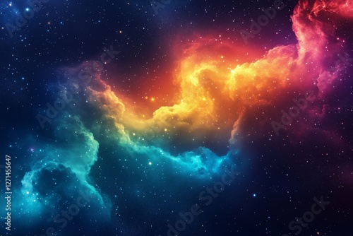 Stunning cosmic nebula glowing in vibrant colors against a backdrop of stars