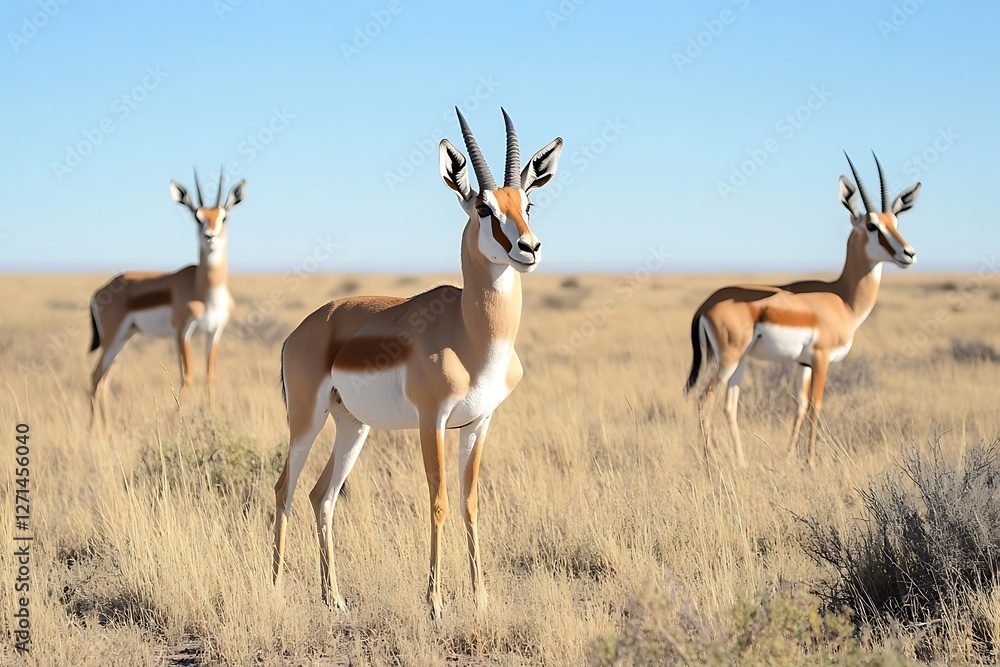 Springboks in the African Savanna Springboks in the African Savanna