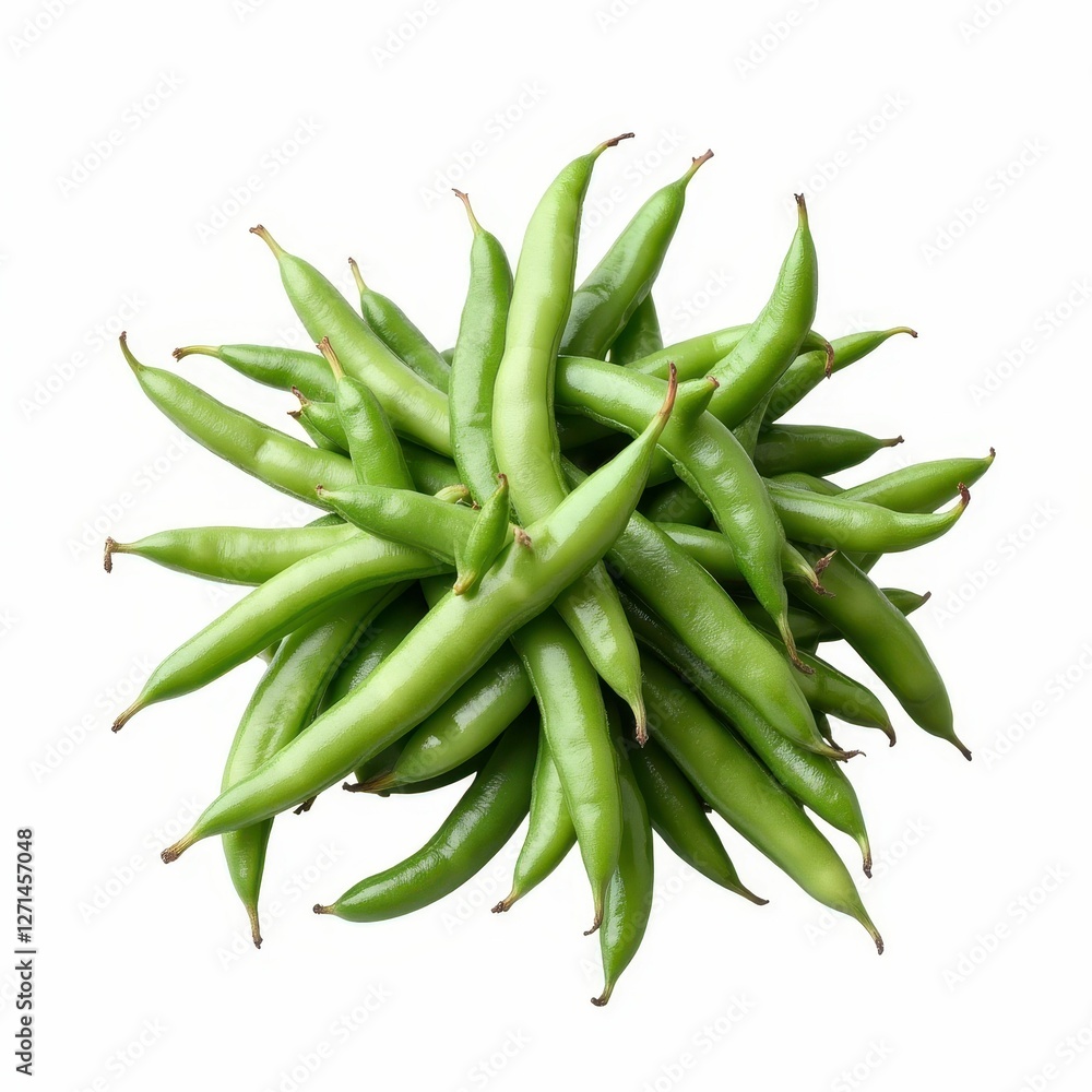 Fresh Pile of Green Beans Still Life Arrangement on a White Background Isolated Close Up Image Fresh Pile of Green Beans Still Life Arrangement on a White Background Isolated Close Up Image