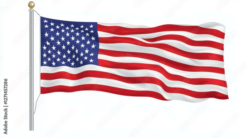 Fototapeta premium United States of America Flag Waving Freely