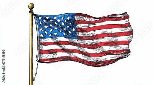 United States Flag Waving Symbol of Freedom and Patriotism Artwork