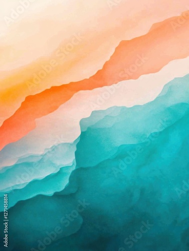 Watercolor Gradient Layers in Orange and Teal Tones
