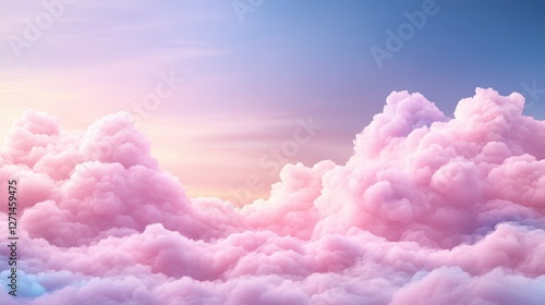 Dreamy pink and purple clouds at sunset: serene sky with cotton candy hues