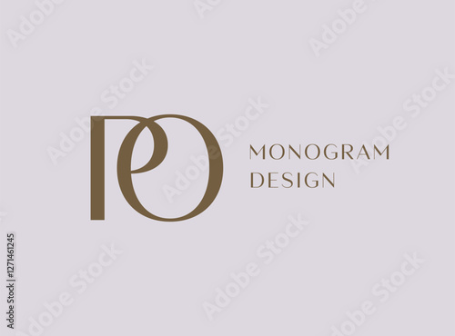 PO letter logo icon design. Classic style luxury initials monogram.