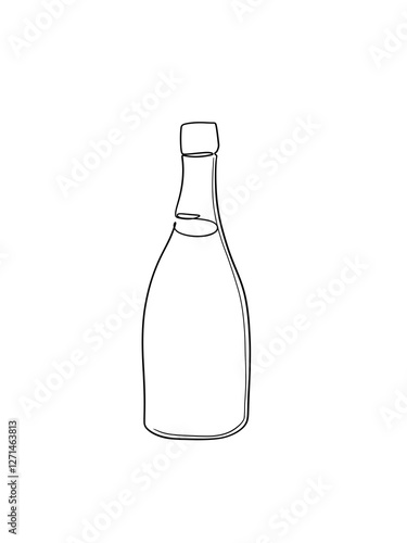 The wine bottle cheers is drawn in one line style. Printable wall art.	