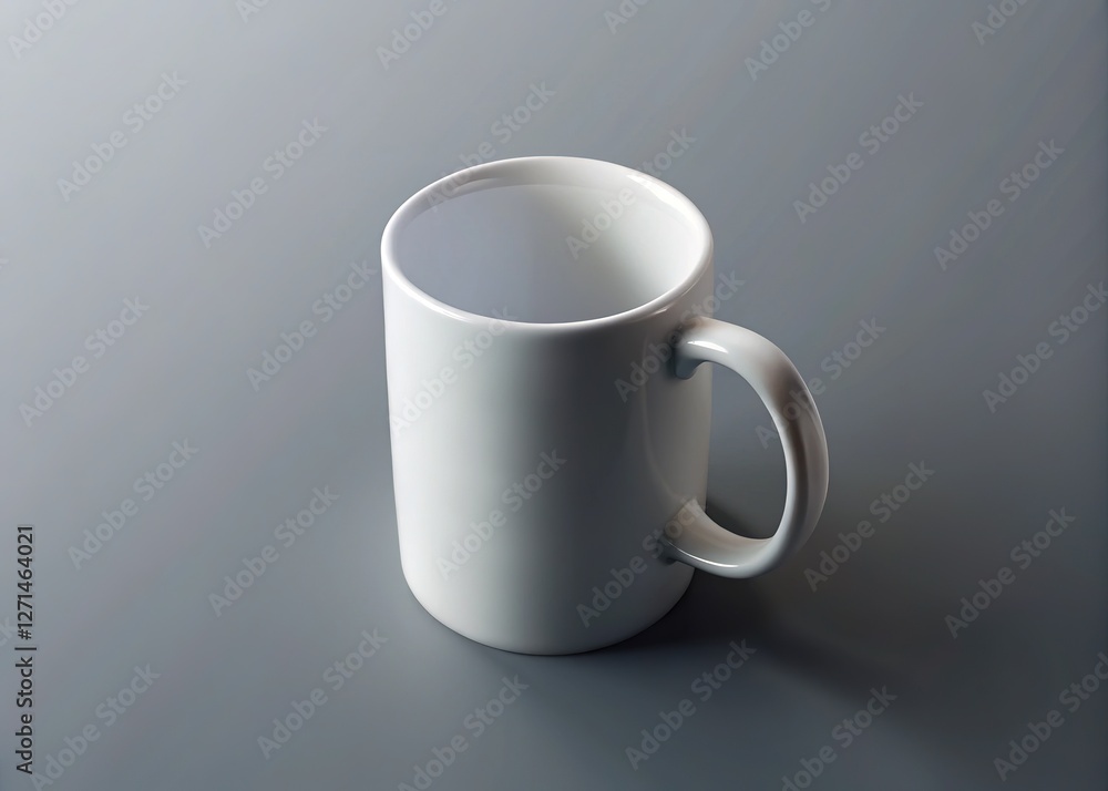 Blank white mug, gray background, perfect for custom branding. Blank white mug, gray background, perfect for custom branding.