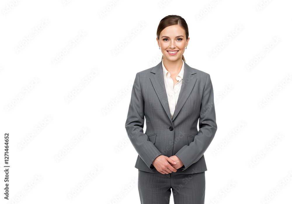 Beautiful young businesswoman looking at camera with smile, isolated Beautiful young businesswoman looking at camera with smile, isolated