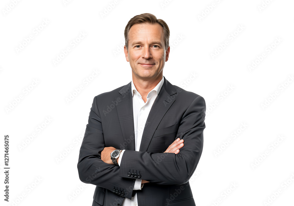A middle age businessman in suit, isolated A middle age businessman in suit, isolated