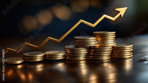 Wallpaper Mural Growth Gold coins rising, bokeh background Torontodigital.ca