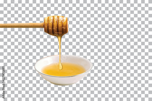 Pure Honey Dripping from Honeycomb to Dipper
