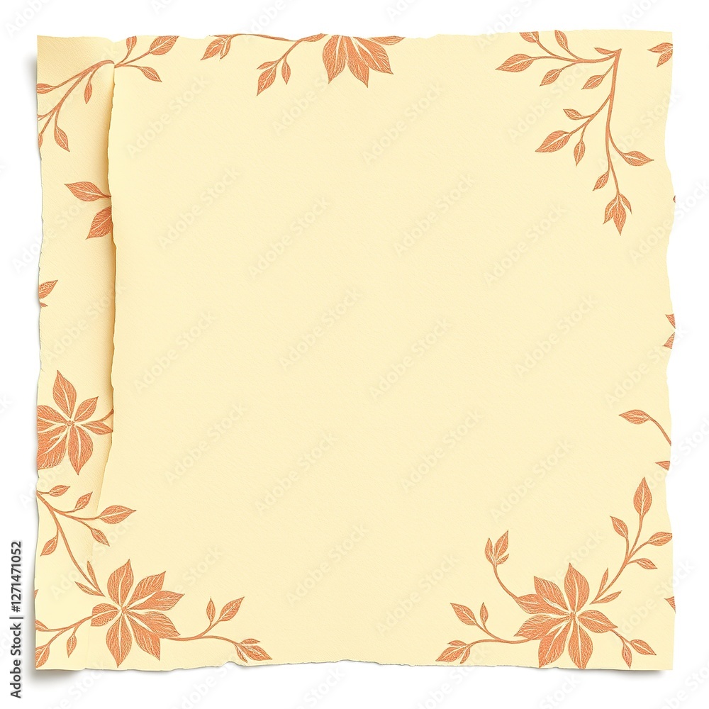 Delicate Canvas: Beige Paper with Floral Delicacy Delicate Canvas: Beige Paper with Floral Delicacy